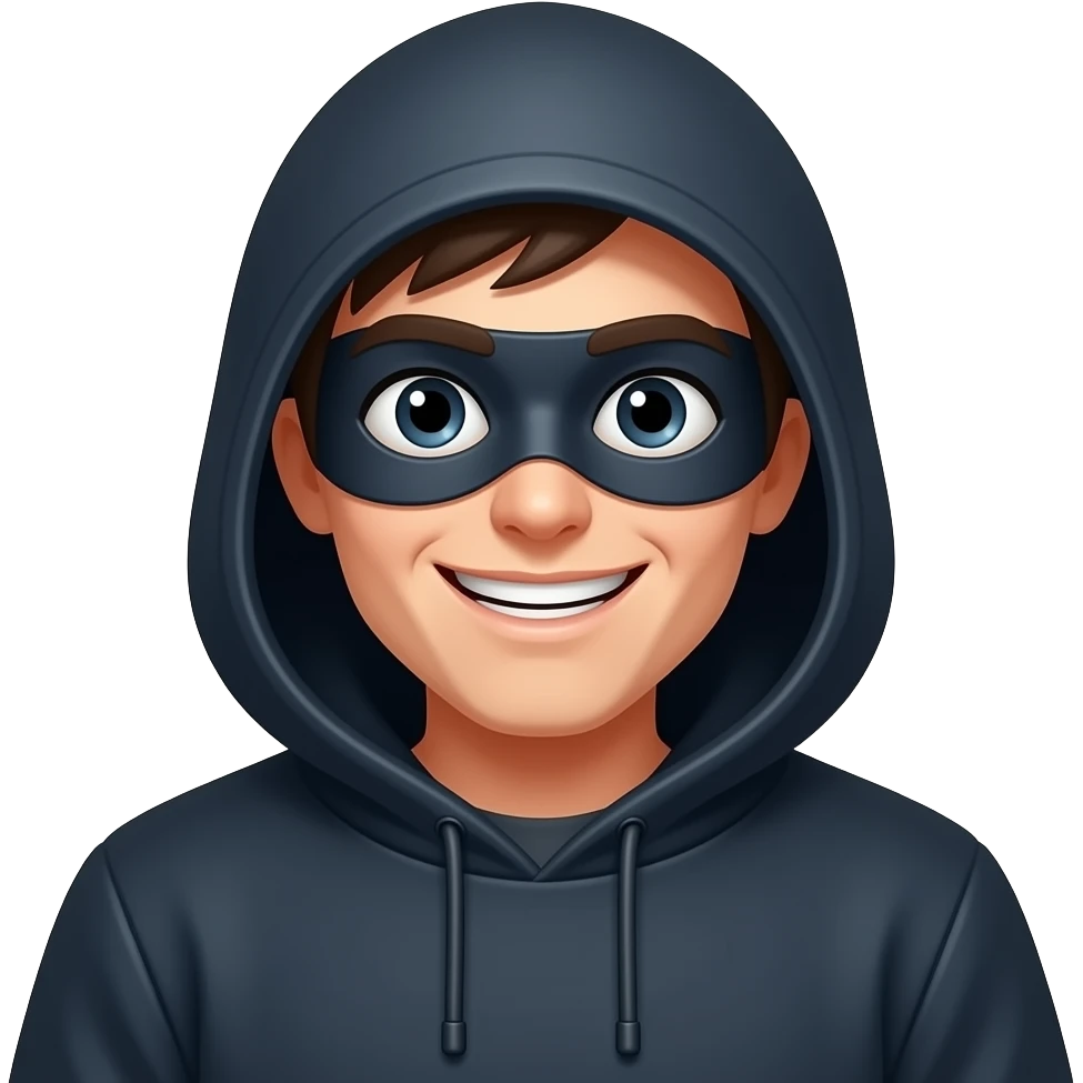 A disguised hacker laughing emoji