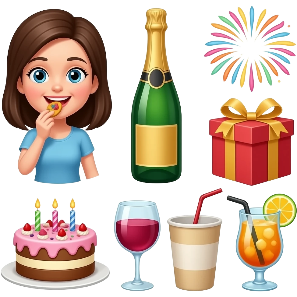 🥳🥳😋🍾🎁🎆🎂🎉🍷🥤🍸🍹 emoji