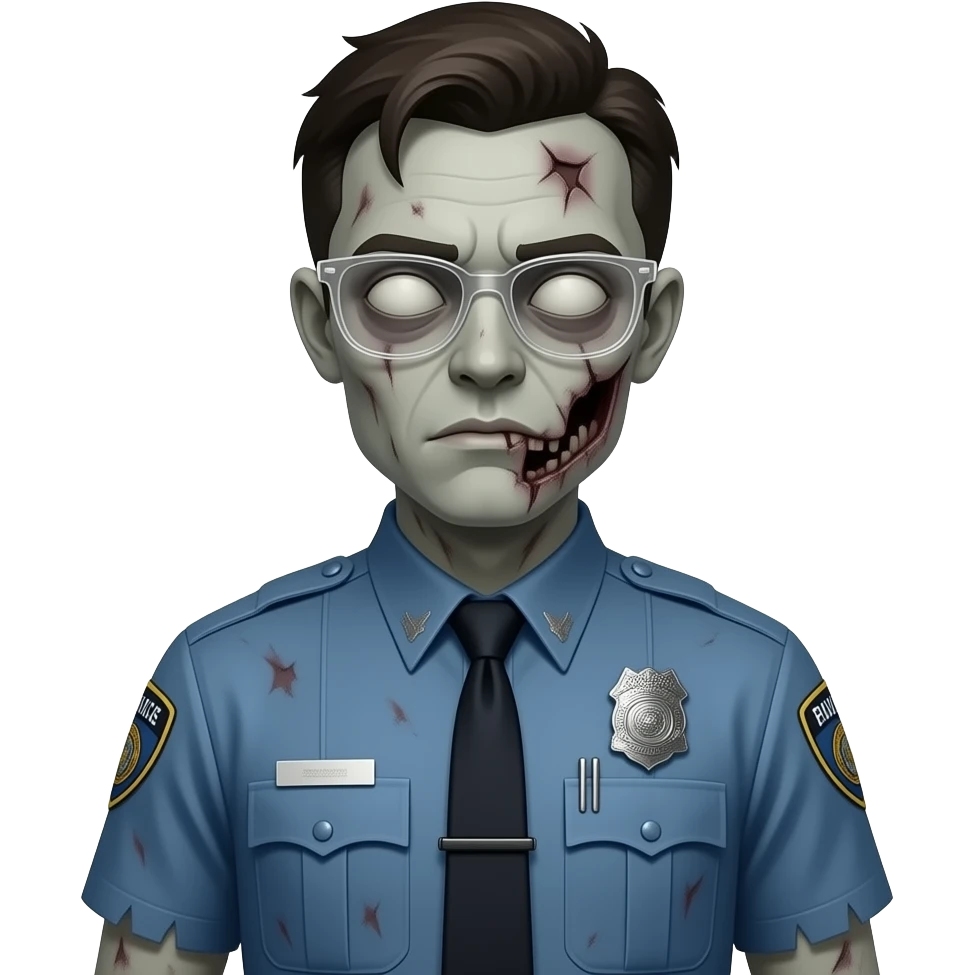 zombie Police With glasses wearing blue uniform emoji