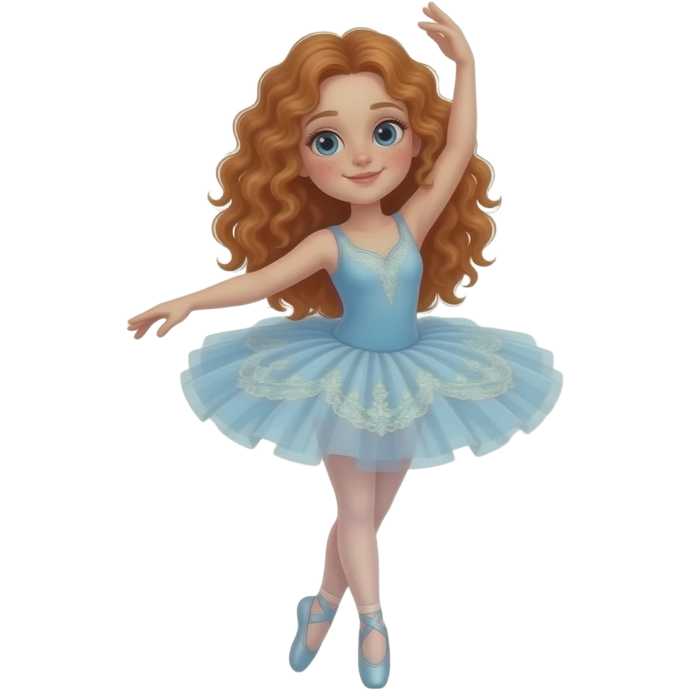 Fille rousse bouclés tâches de rousseur ballet emoji