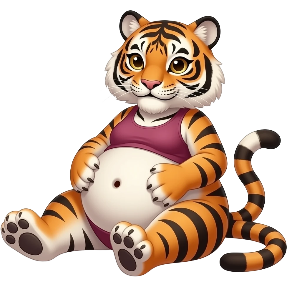 Make this Tiger girl get stuffed,her belly will be so big it would look like she has pregnancy bloating,dare to tickle that Tiger girl’s bellybutton,her gut rumbling echoes loud so you can listen to that full tummy,Tiger girl rolls around. emoji