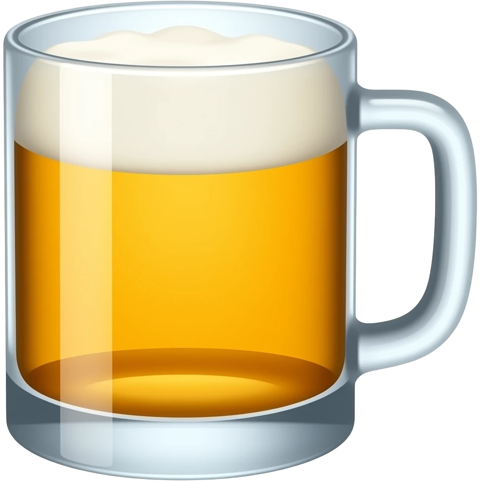 Create high-quality glossy emojis with a vibrant modern style.Make the emojis look premium, shiny, and eye-catching with bright highlights, smooth gradients, soft reflections, and glowing details. beer emoji emoji