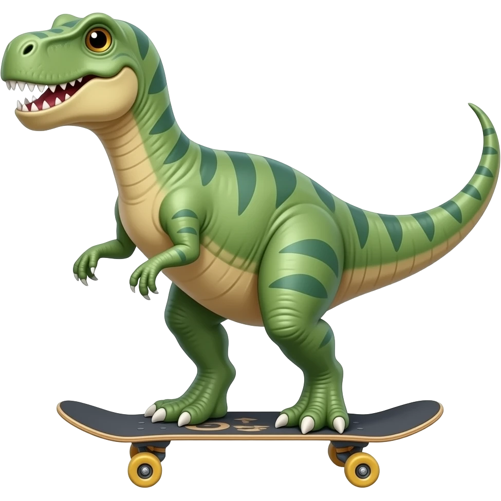 Dinosaur on a skateboard emoji