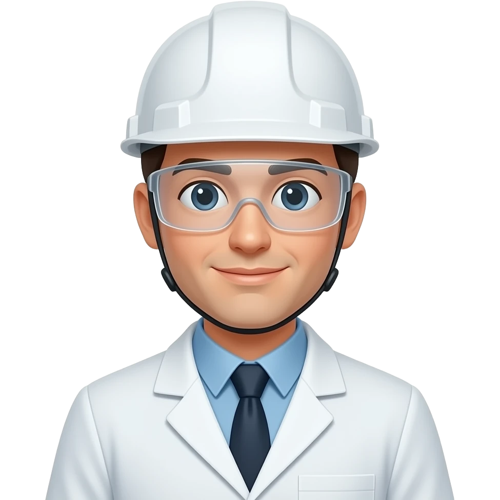 Ingeniero con casco blanco y bata emoji emoji