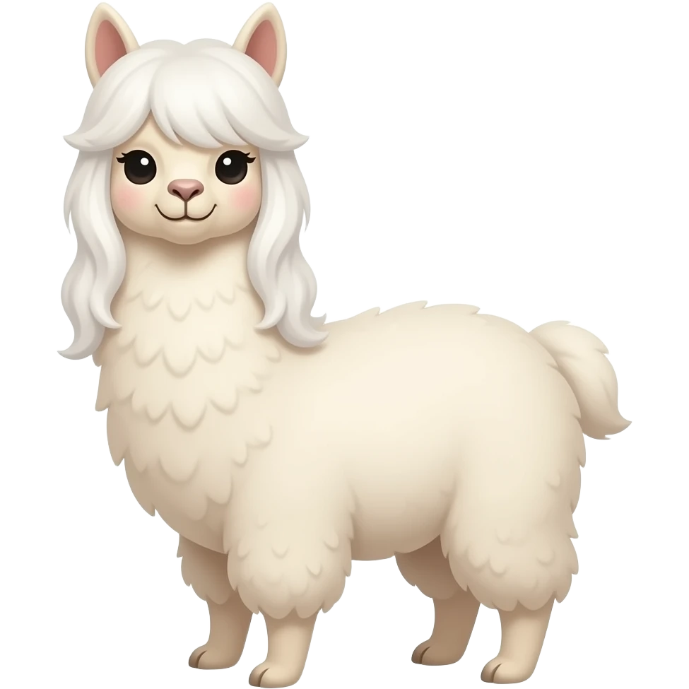 Alpaca  cute white styled hair emoji