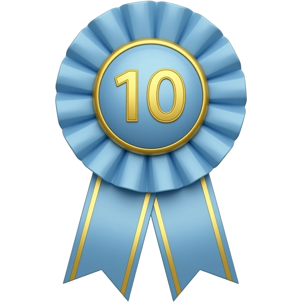 a 10th place ribbon that is pale blue emoji