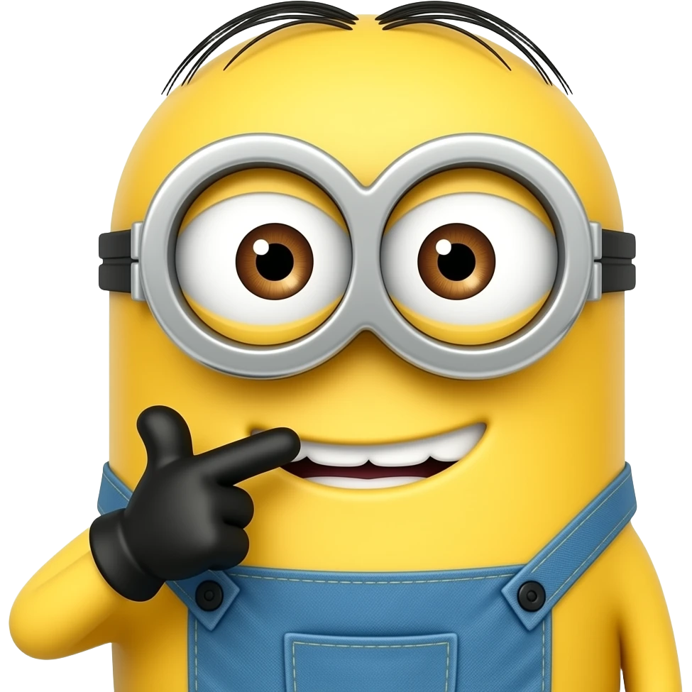 help me make an emoji that’s like apple emojis but it has to be like a SIMPLE minion and there has to be fingers pointing at it emoji