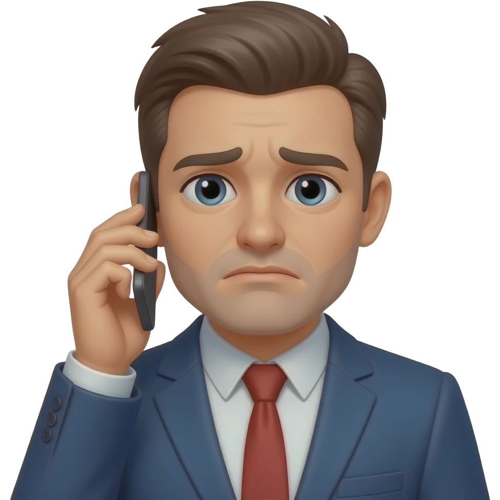 a sad man with phone emoji