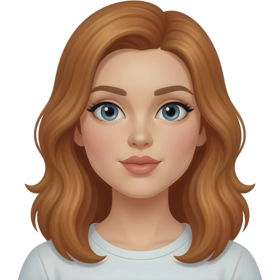 Mujer de cabello cobrizo tirando un beso que se note, que se vea emoji