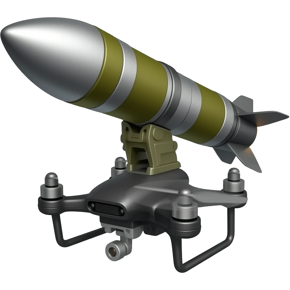 un drone fpv portant une roquette de rpg 7 emoji