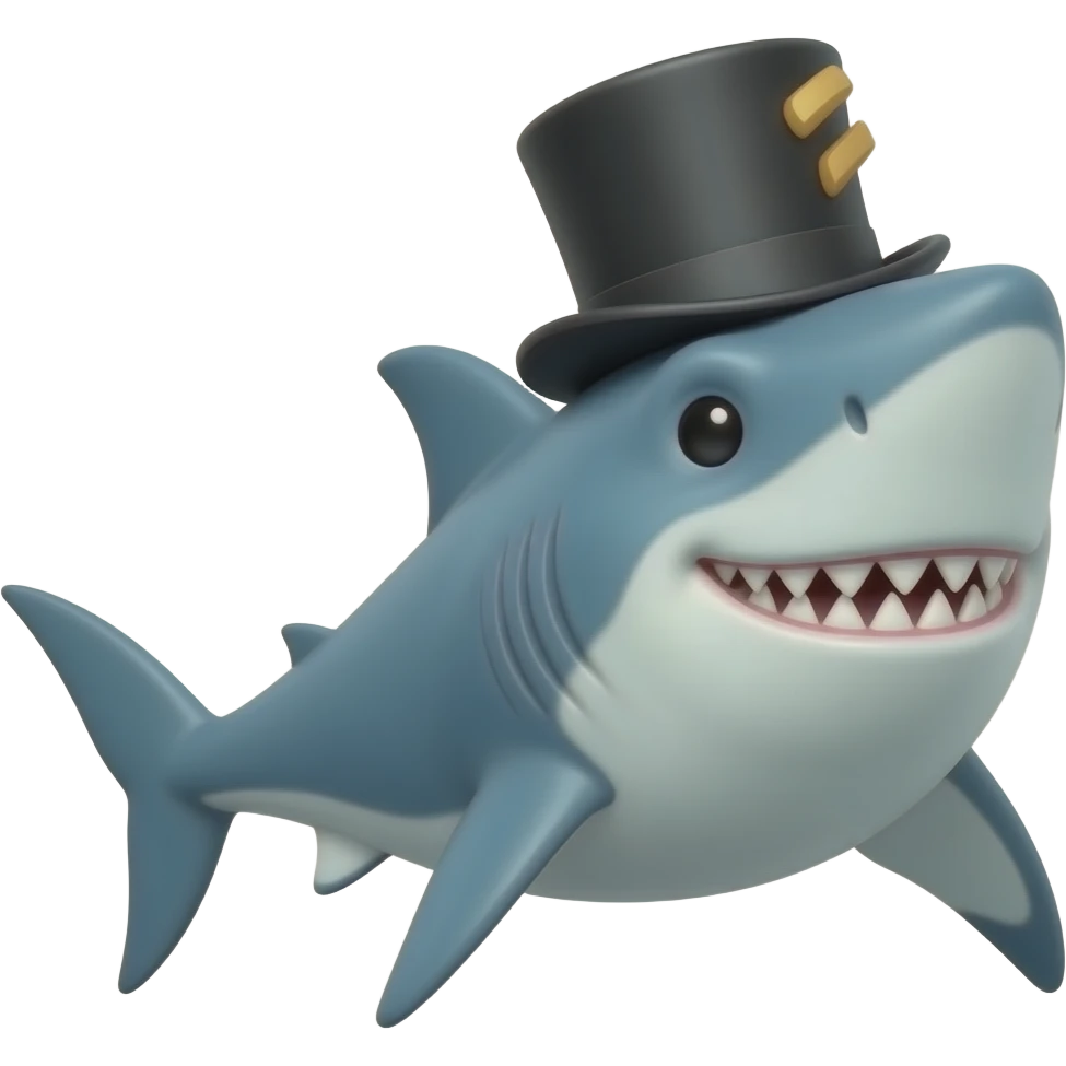 Shark with a top hat emoji