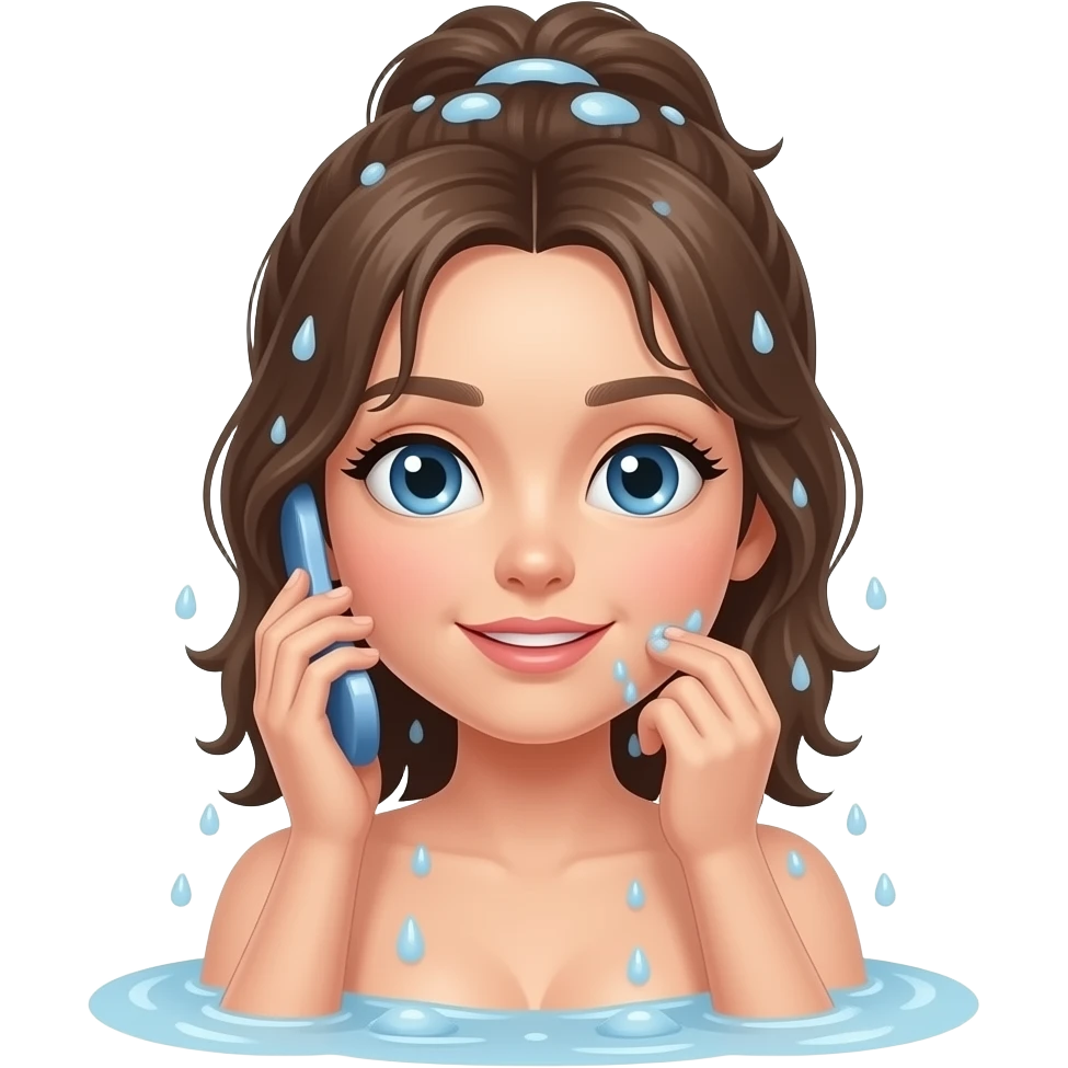 Naked girl talking shower emoji