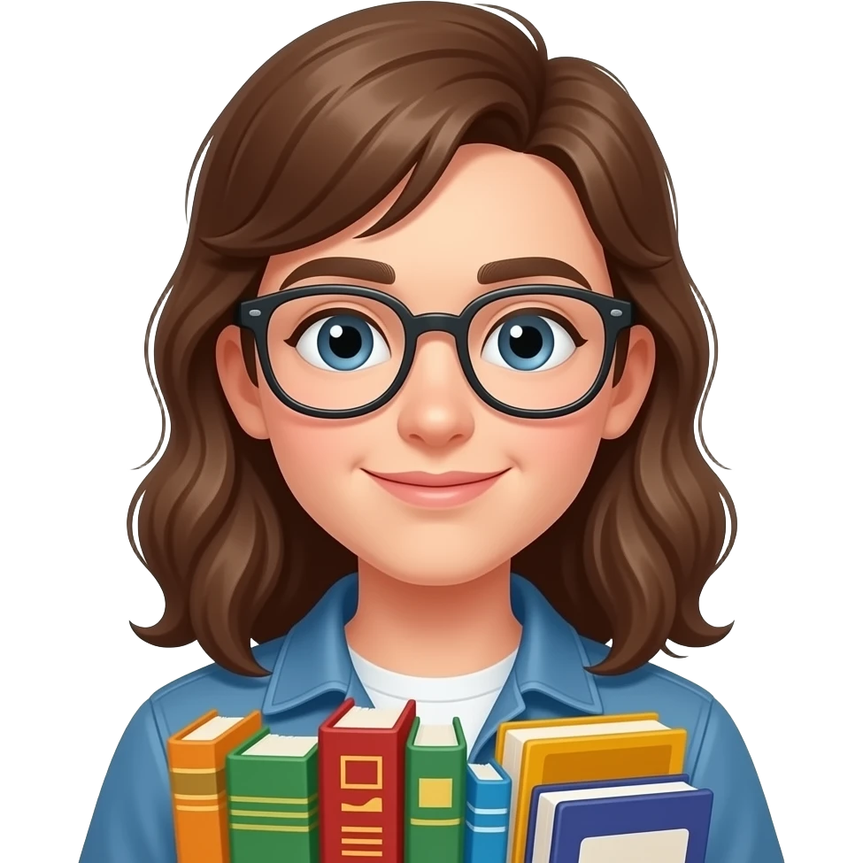 nerd con libros emoji