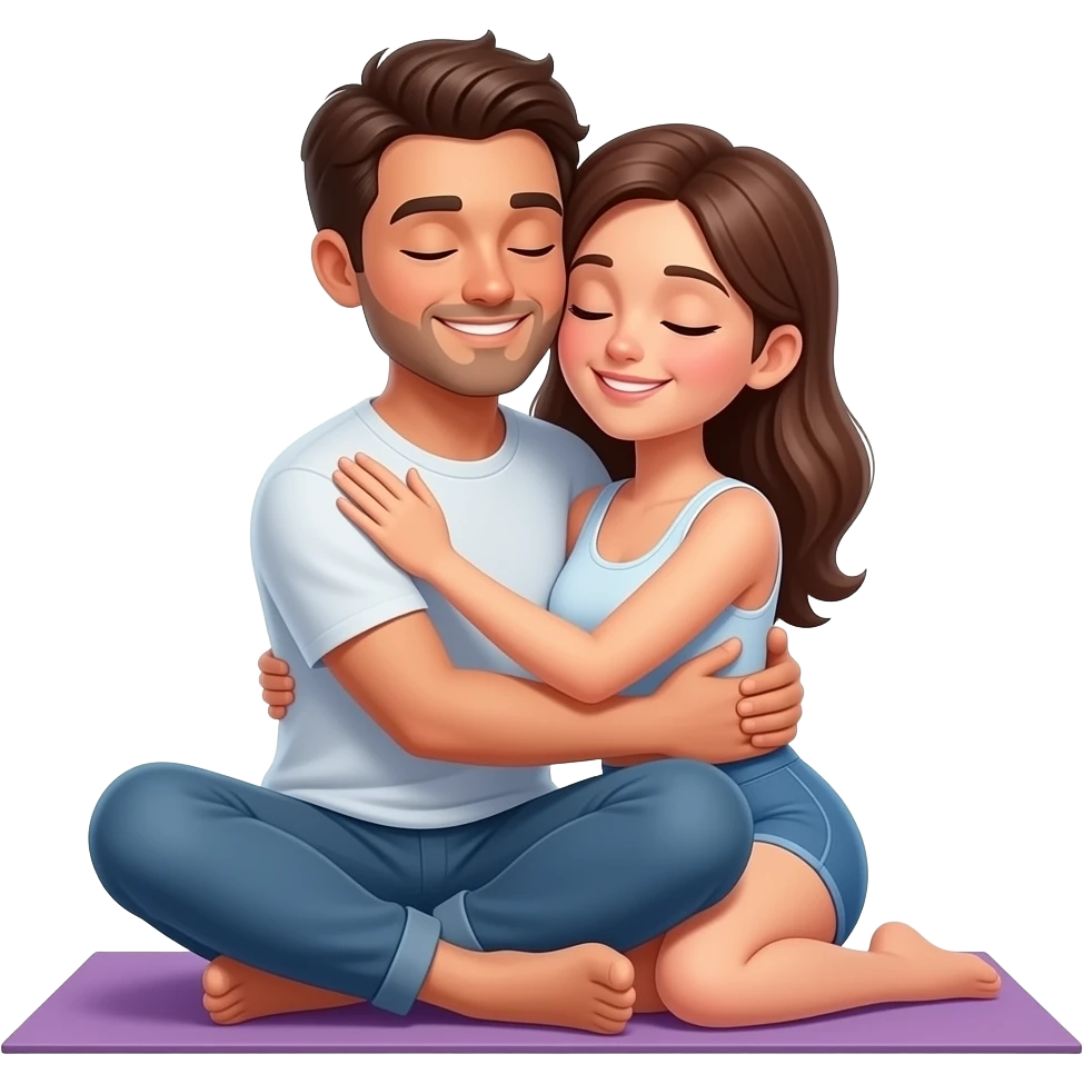 любовь  обнимаются йога сидят мужчина и женщина emoji