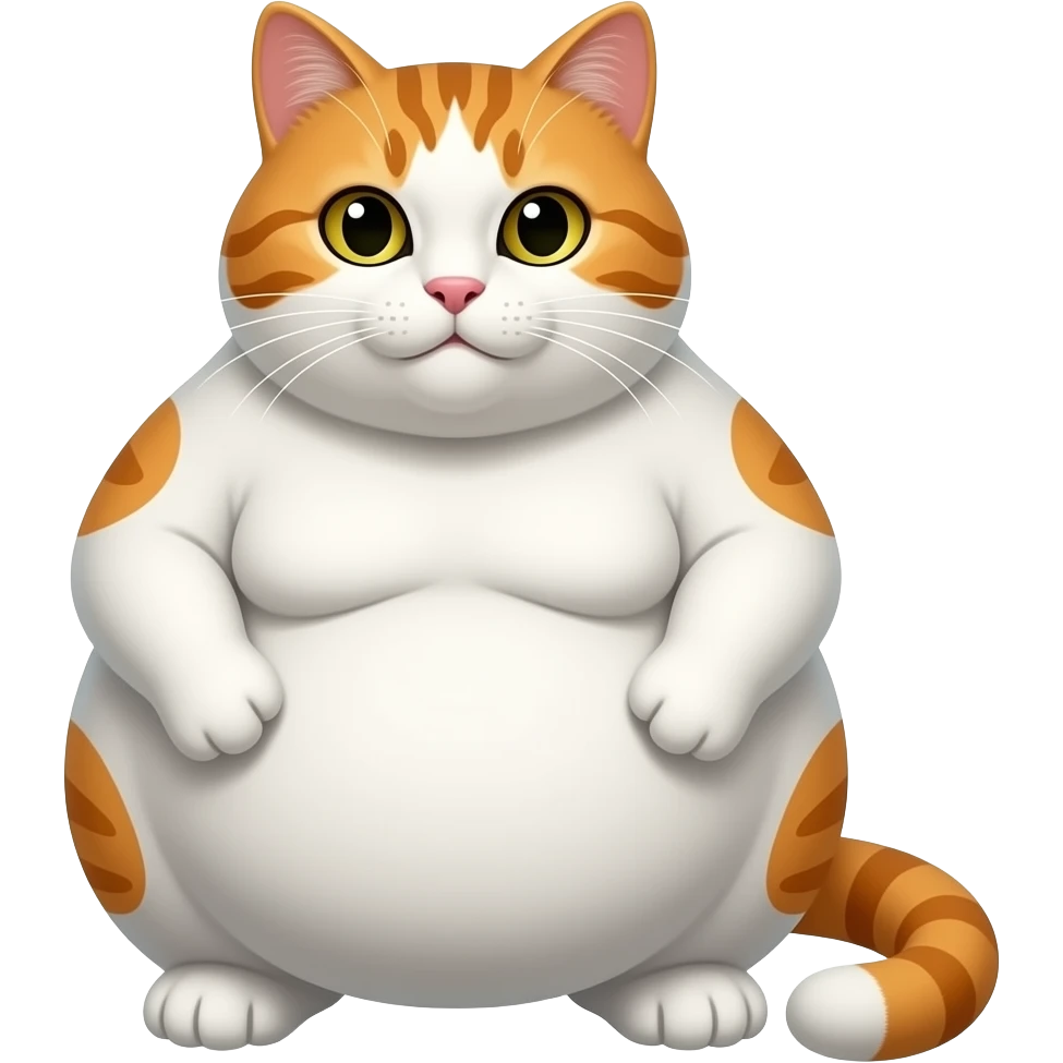 Morbidly obese white cat with orange patches emoji