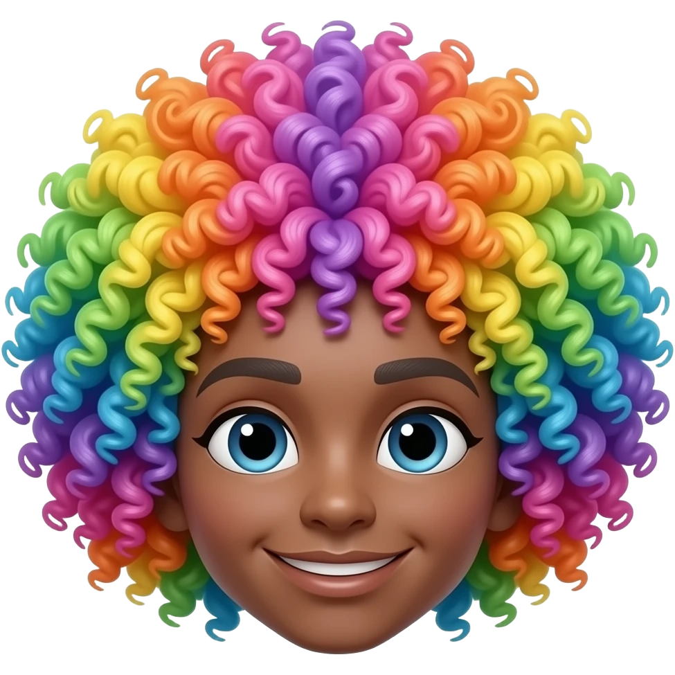 一定五颜六色的afro爆炸头假发 在空中飘 emoji