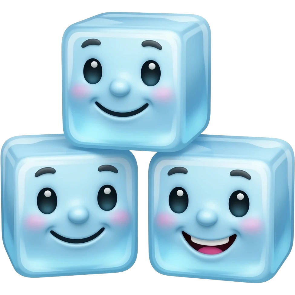 three smiling ice cubes emoji