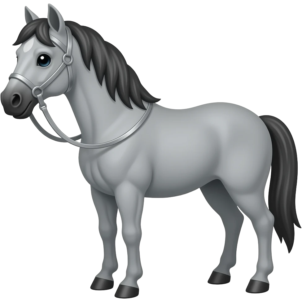 Cartoon grey horse with the bridle emoji
