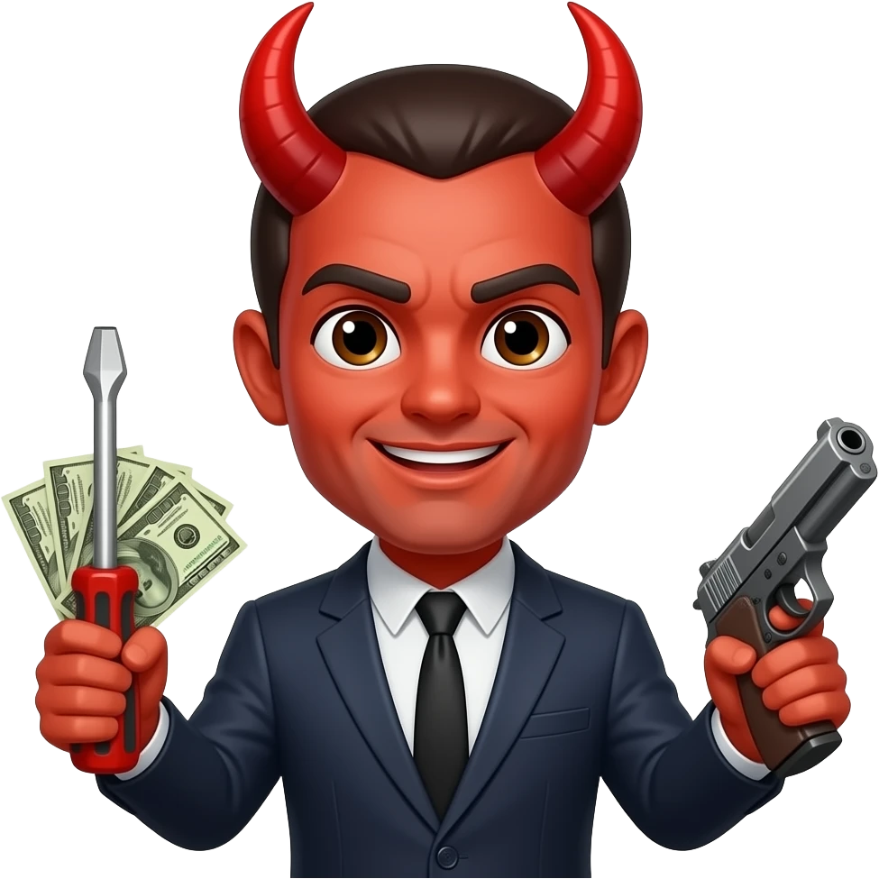👹+💵+🪛+ 🔫 emoji