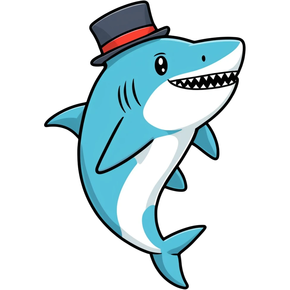 Shark with a top hat emoji