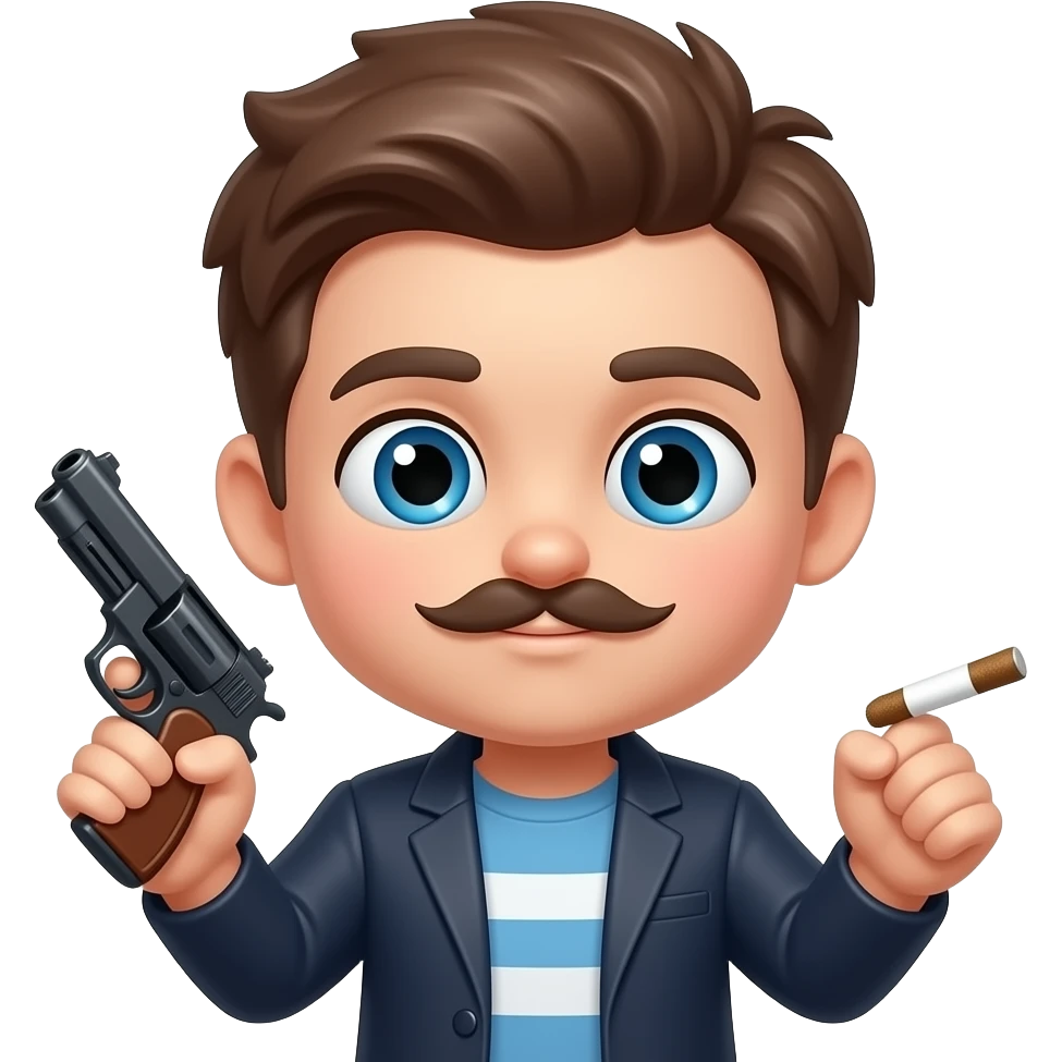 make me an emoji of jacob kravets which is 11 years old and he is white brown hair blue eyes no mustache cool hair with a gun and cocaine in the other hand emoji