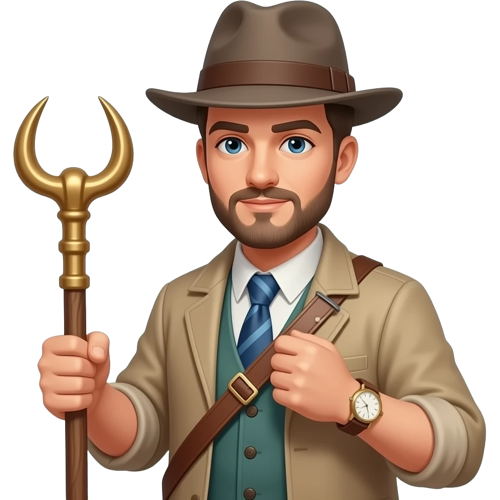 чак с посохом  и с часами и шляпой emoji