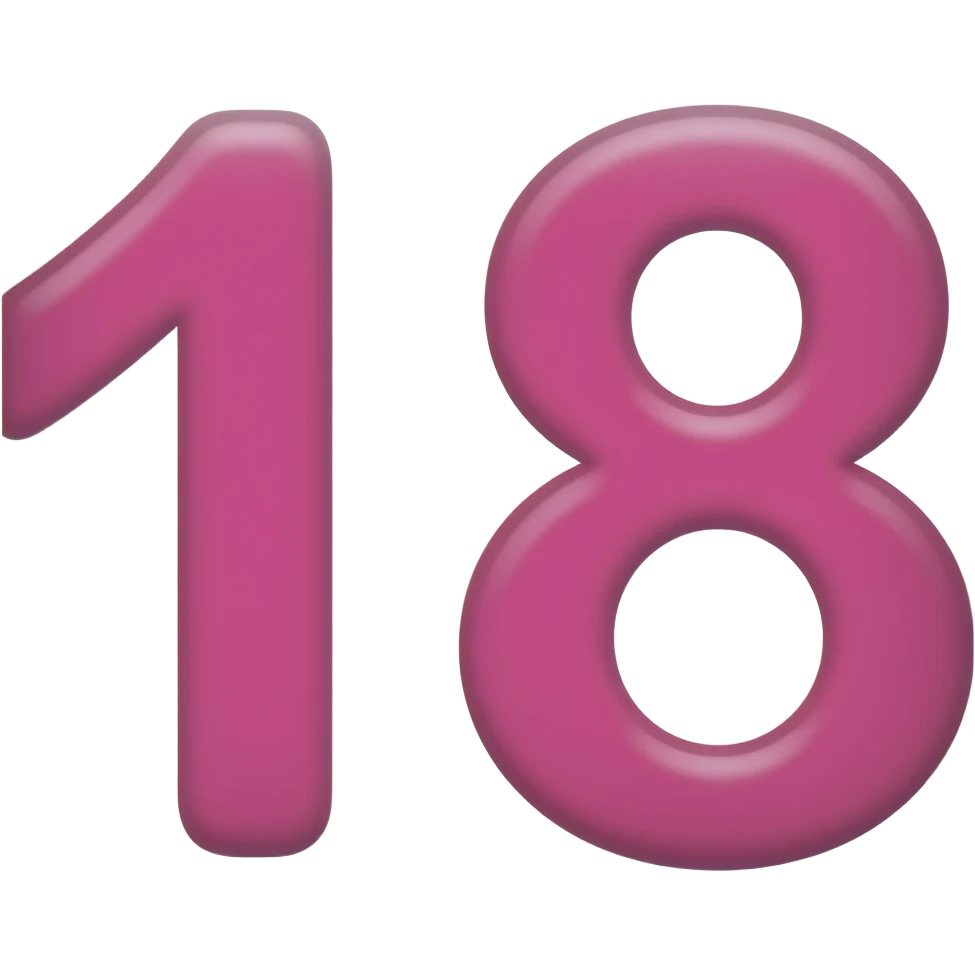 Цифра 18 с розовом шрифтом emoji
