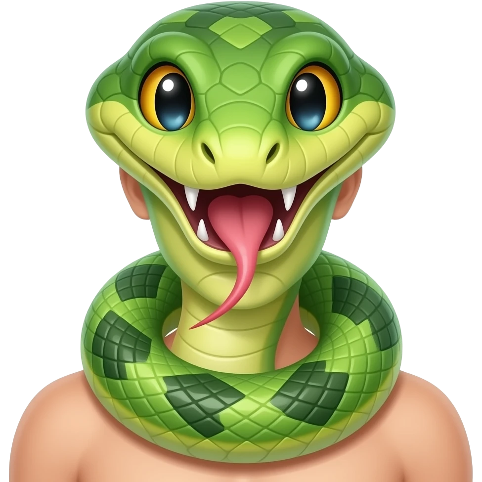 Snake transformation from huamn emoji