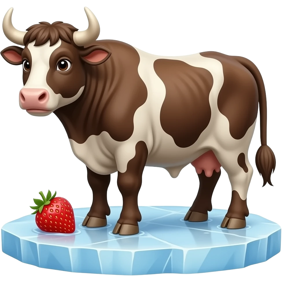 Bull ice and a strawberry on it emoji