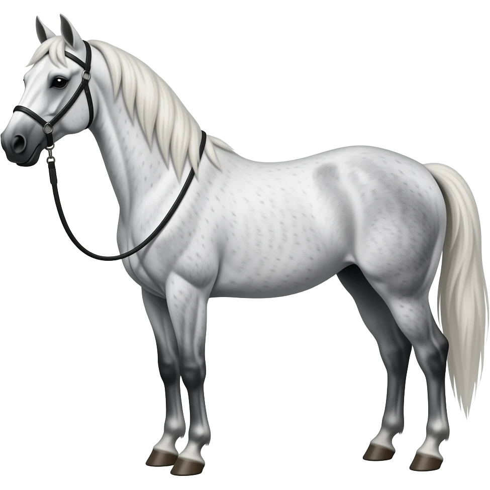 grey flea bitten Arabian horse with a black halter emoji