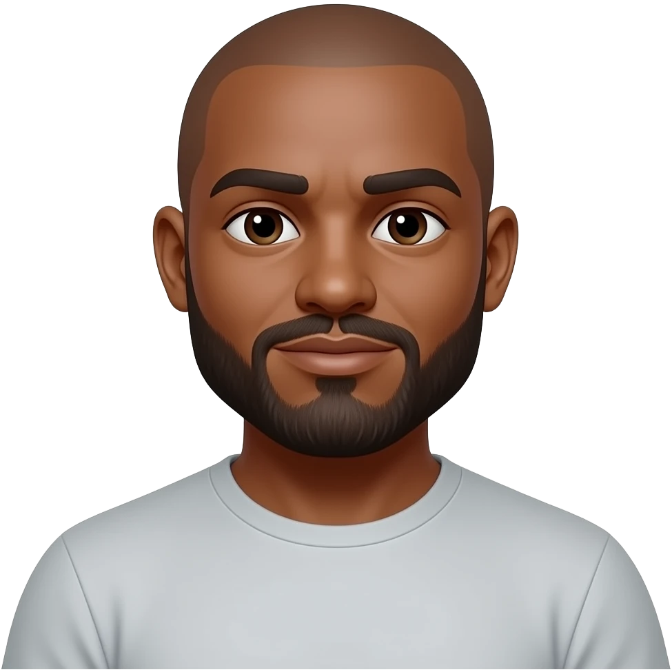 Create an light skinned black guy with a bald head and a beard and mustache doing this 🤷🏽 emoji