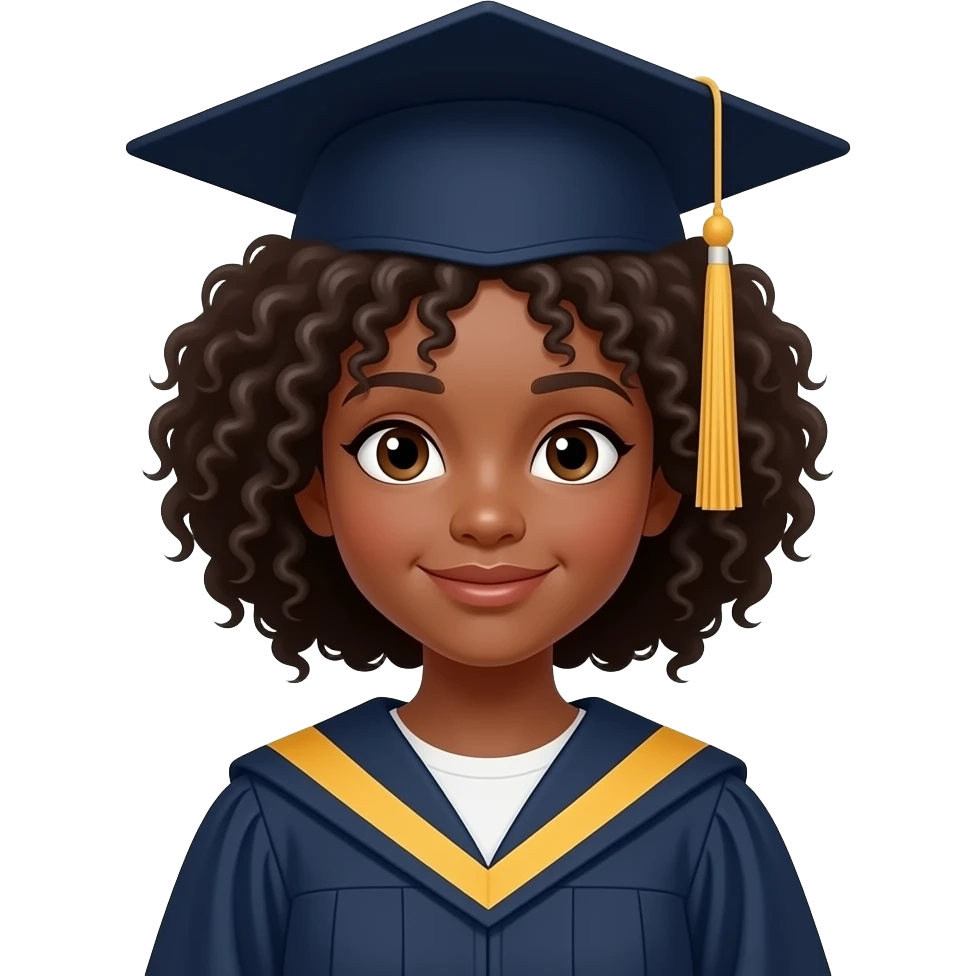niña piel morena pelo afro graduacion emoji