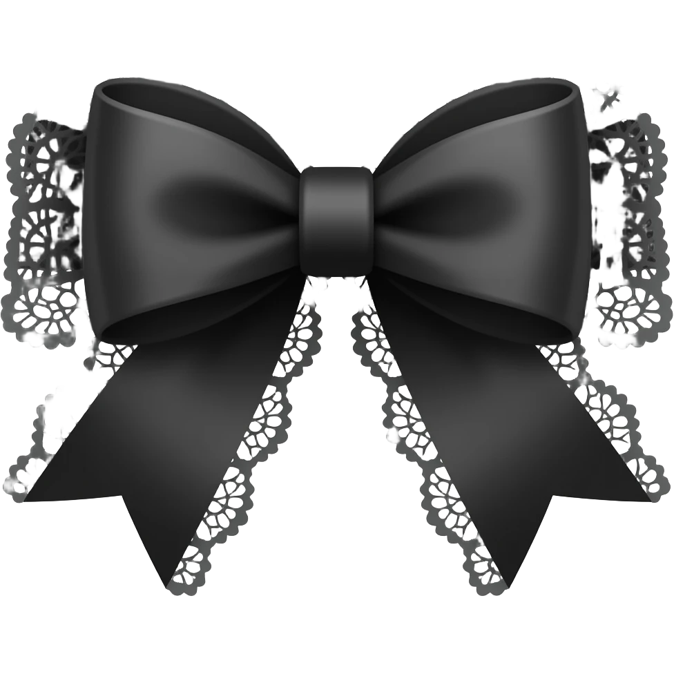 cute black ribbon bow with lace around it emoji