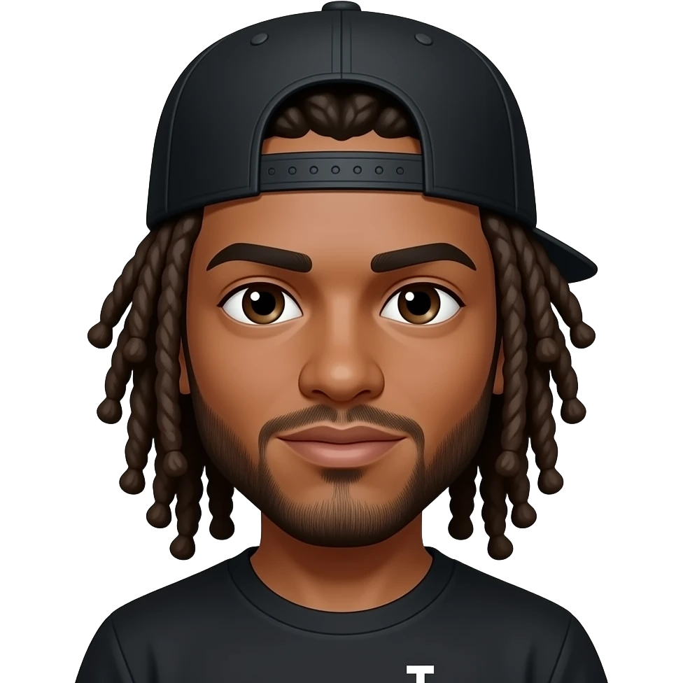 mixed light skin guy with a black LA dodgers hat black worn backwards with longest dreads emoji