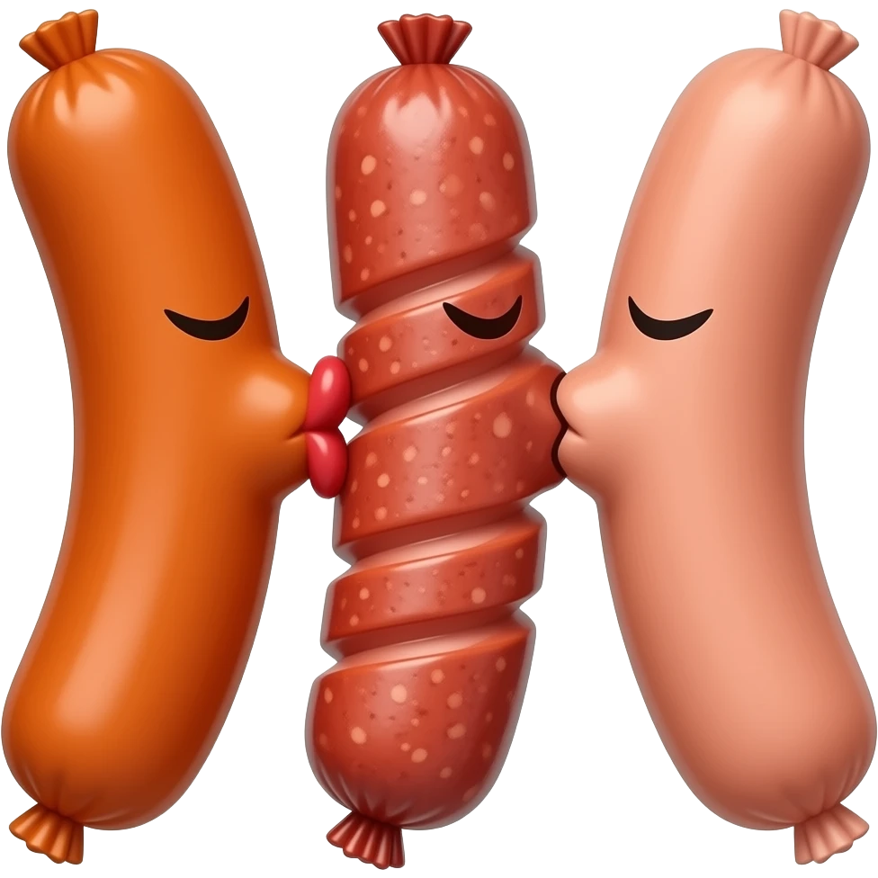 Three Sausages kissing emoji
