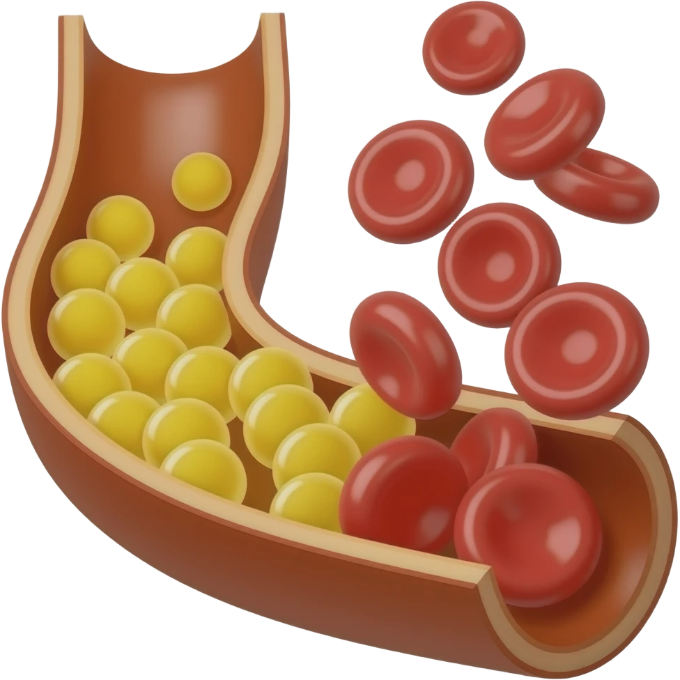 yellow adipose cells inside vascular along with blood cells emoji