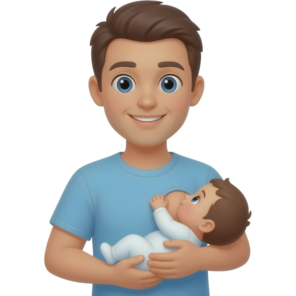 man breastfeeding baby with his breast emoji