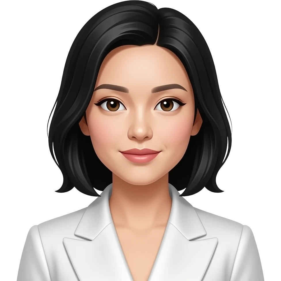 Ha i capelli neri e cinese si trucca pochissimo e si veste abbastanza elegante Ed e una femmina emoji