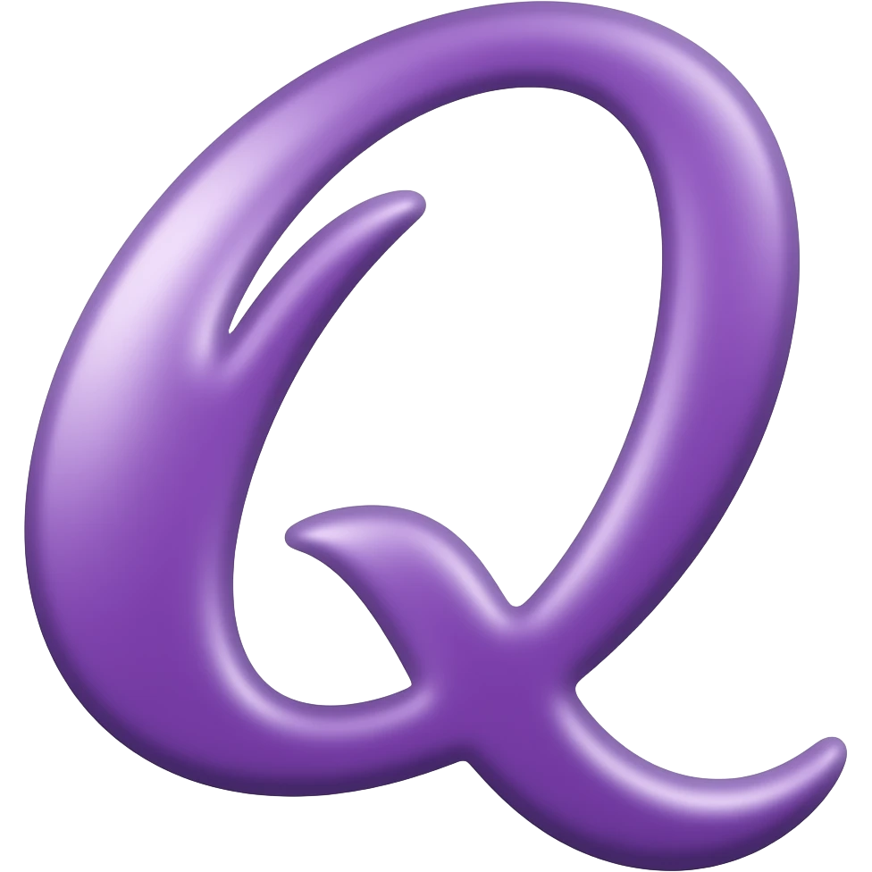 purple letter capital q in cursive style emoji