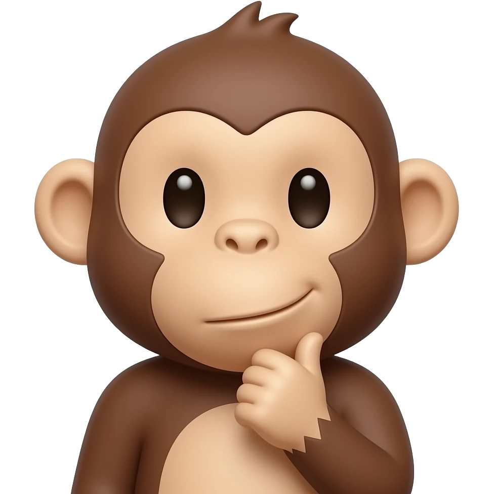 monkey thinking straight face emoji