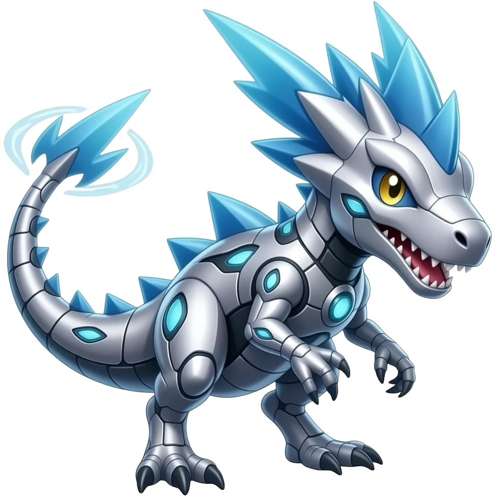 Shiny Futuristic Celestial Fakemon-Pokemon-Digimon-Spectrobes-Raptor-fusion, full body, teo emoji
