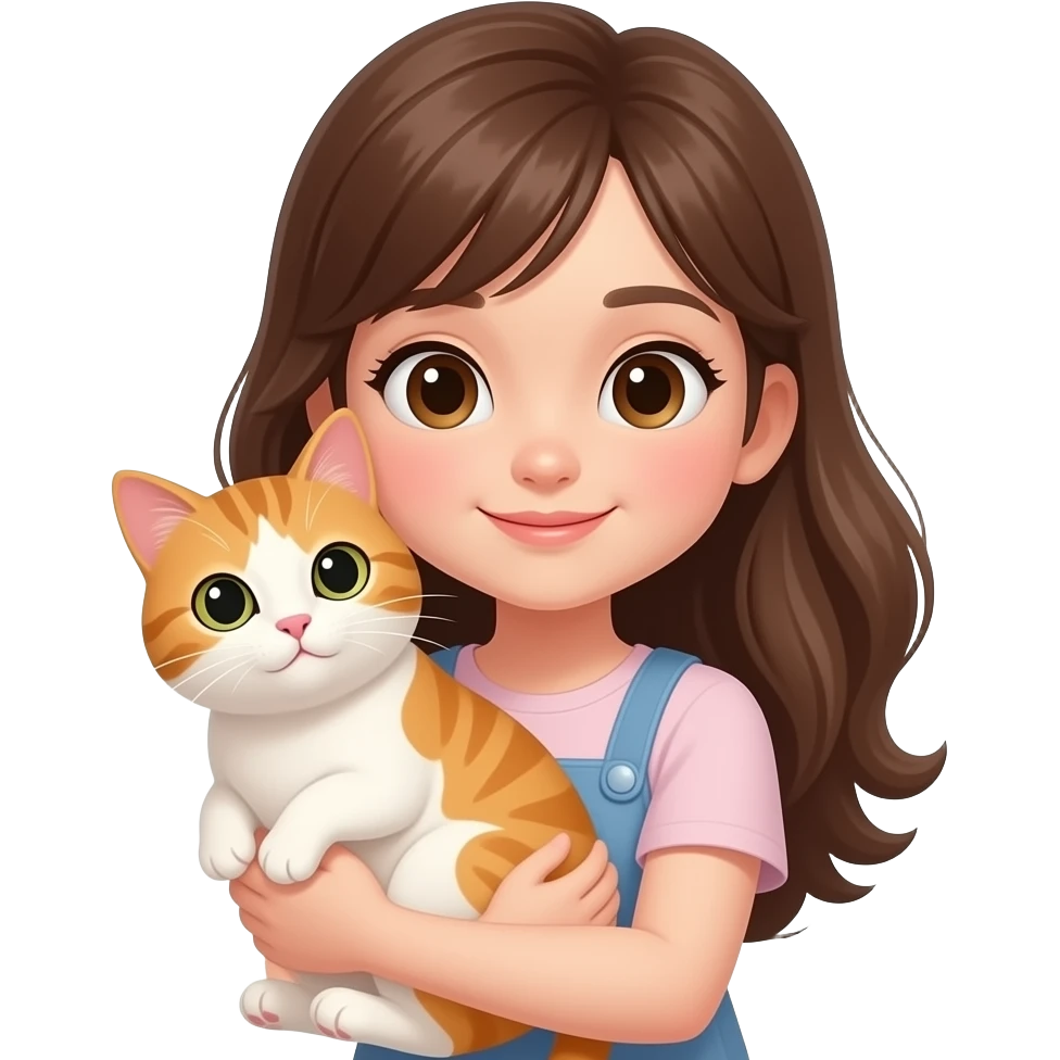 یک دختر با گربه تو بغلش emoji