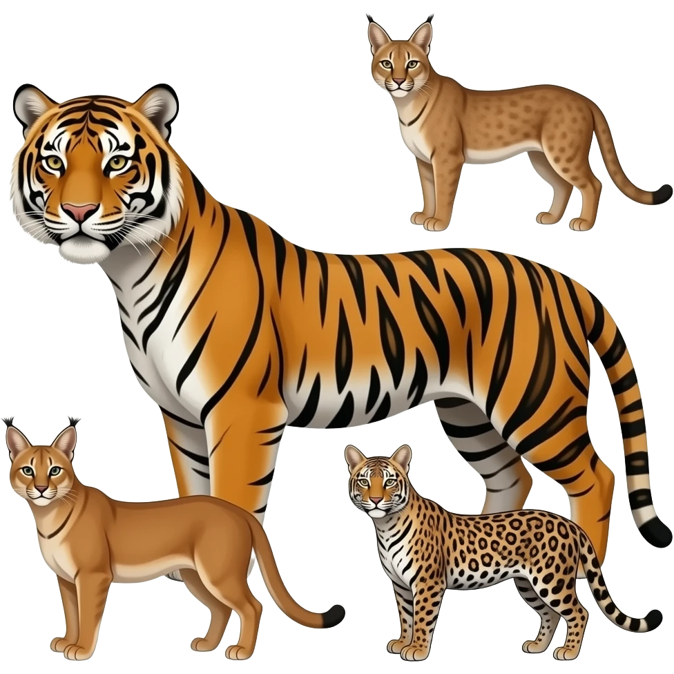 Rishboland Tiger-Caracal-Leopard-Serval-hybrid, full body emoji