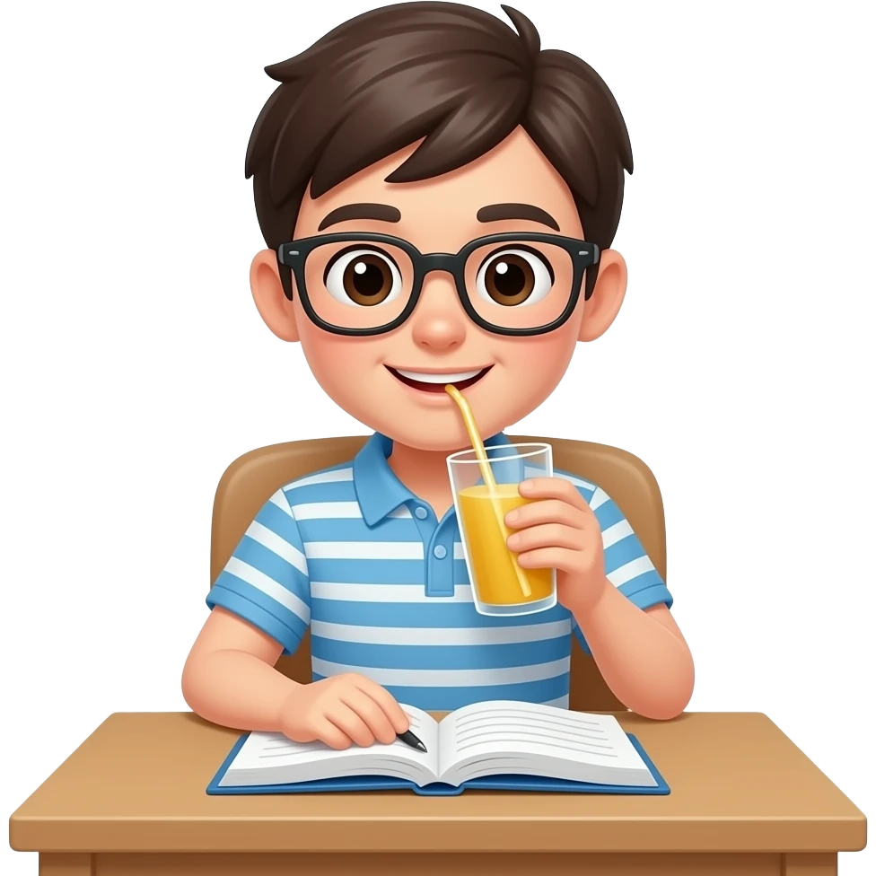 Estudando e bebendo vitamina emoji