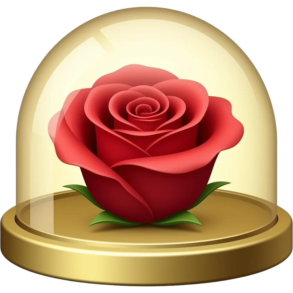 long beautiful magic red rose inside a magic gold dome emoji