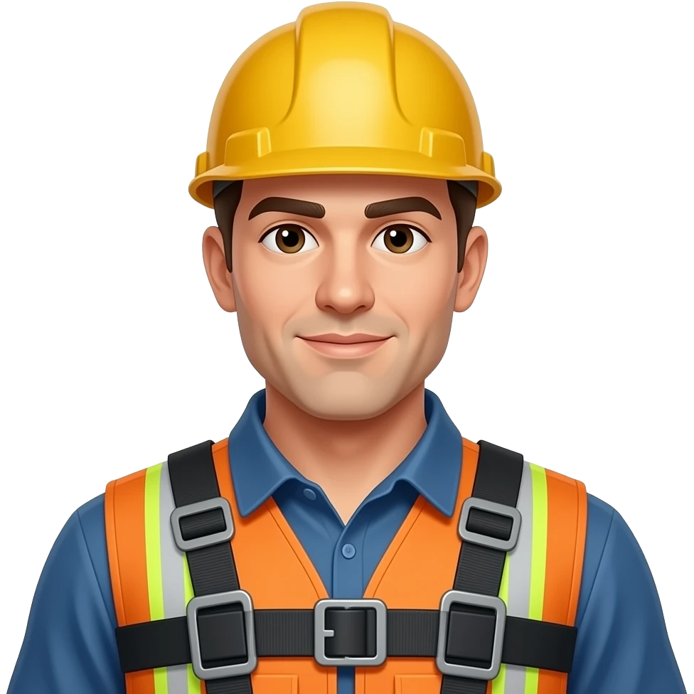 man wearng safety harness emoji