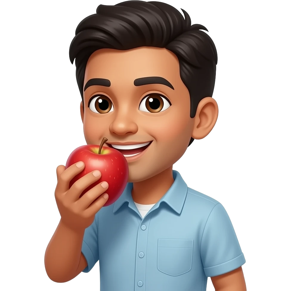 south Asian eating apple pi emoji