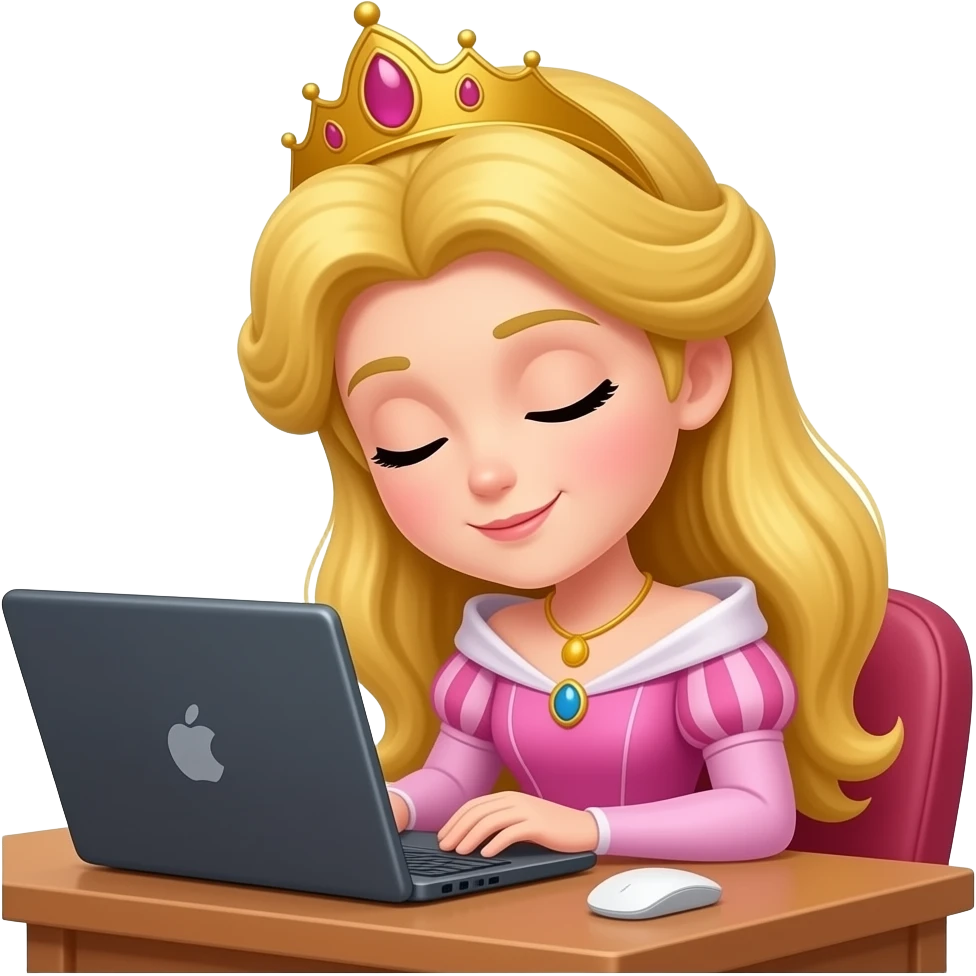 Çalışırken uyuya kalmış prenses yap emoji