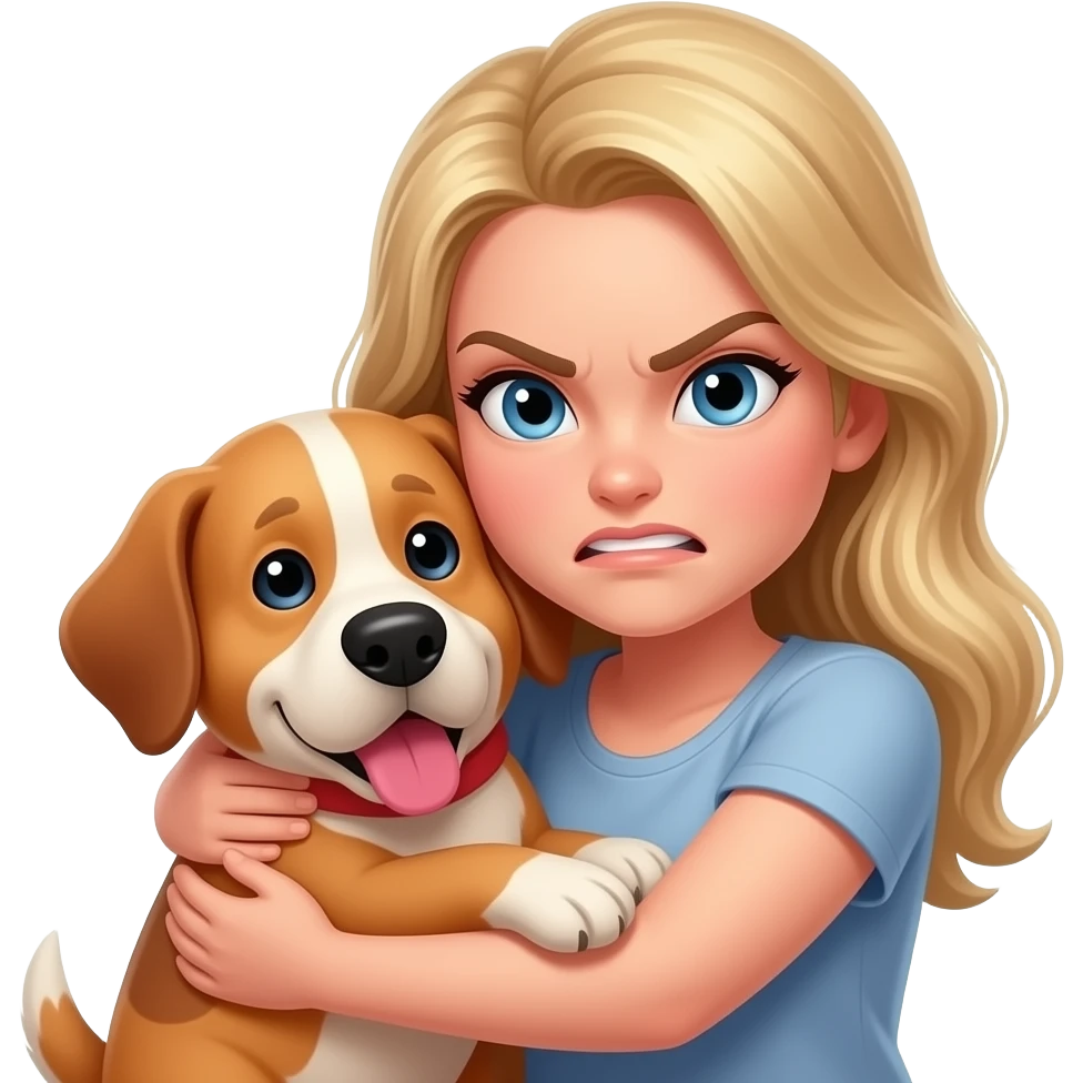 Angry Blonde Women  hug Their Dogs emoji