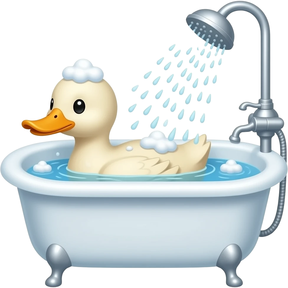 Pato bañándose con jabón y regadera emoji